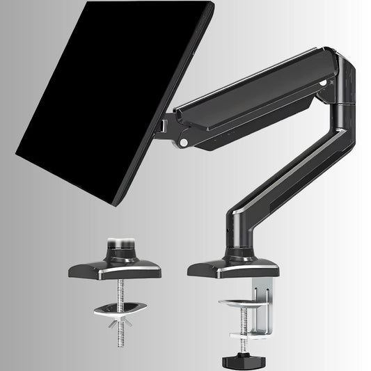 ScreenFix Monitorhalterung mit Tablet und zwei Montageoptionen für ergonomisches Arbeiten am Schreibtisch